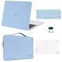 MOSISO MacBook Air 13 inch Case 2020 2019 2018 Release A2337 M1 A2179 A1932,Plastic Hard Case&Bag&Keyboard Skin&Webcam Cover&Screen Protector Compatible with MacBook Air 13 inch Retina, Airy Blue