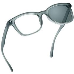 Blue Light Blocking Glasses, Photochromic Gray Sunglasses, Anti Eyestrain, Computer Reading Glasses, for Women/Men