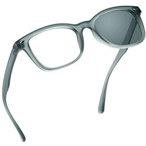 Blue Light Blocking Glasses, Photochromic Gray Sunglasses, Anti Eyestrain, Computer Reading Glasses, for Women/Men
