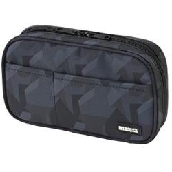 LIHIT LAB Zipper Pen Case, 7.9 × 2 × 4.7 Inches, Black Camo (A7551-134)