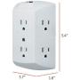 GE 6-Outlet Wall Tap, 2 Pack, Reset Button, Circuit Breaker, Power Extender, Adapter Spaced, 3 Prong Plug, Grounded, UL Listed, White, 46854