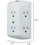 GE 6-Outlet Wall Tap, 2 Pack, Reset Button, Circuit Breaker, Power Extender, Adapter Spaced, 3 Prong Plug, Grounded, UL Listed, White, 46854
