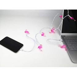 YAGE Tale Pink Flamingo USB Christmas Light Phone Charger Cord Designed for Women 50inch 8LED Bulb Compatible with Phone 5 5s 6 6plus 6s 6s Plus 7 7plus 8 8plus X XR XS XS Max 11Pro Max etc