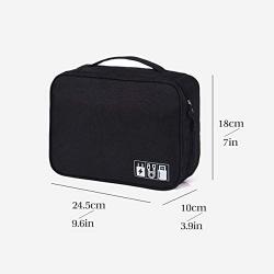Electronics Organizer, OrgaWise Electronic Accessories Bag Travel Cable Organizer Three-Layer for iPad Mini, Kindle, Hard Drives, Cables, Chargers (Two-Layer-Black)