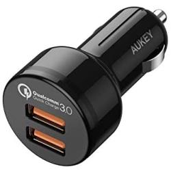 Fast Car Charger, AUKEY 36W Dual Port Quick Charge 3.0 USB Cell Phone Car Adapter for iPhone 12 Pro Max/11 Pro Max/XS/XR, Samsung Note10+ / S10, Google Pixel 4 XL, iPad, AirPods Pro, and More