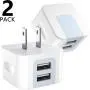 USB Wall Charger, USB Plug, Dodoli 2-Pack 2.4A Dual Port 12W Wall Charger Block Adapter Charging Cube Box Compatible iPhone Xs/XS Max/XR/X/8/8 Plus/7/6S/ 6S Plus, Samsung Galaxy, HTC, Moto