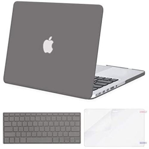 MOSISO Case Only Compatible with MacBook Pro Retina 13 inch (Models: A1502 & A1425) (Older Version Release 2015 - end 2012), Plastic Hard Shell Case & Keyboard Cover & Screen Protector, Gray