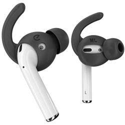 EarBuddyz Ultra Ear Hooks and Covers Compatible with Apple AirPods 1 & AirPods 2 or EarPods Featuring Bass Enhancement Technology (Medium, Black)