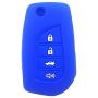 2Pcs WERFDSR Sillicone key fob Skin key Cover Keyless Entry Remote Case Protector Shell for Toyota Camry 4-Runner RAV4 Highlander Corolla Yaris 4 button smart remote black blue