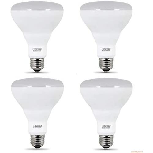 Feit LED Dimmable BR30 Flood Soft White Bulbs 65 Watts, Uses 11.5 Watts, 4 Pack