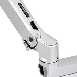 Amazon Basics Premium Wall Mount Computer Monitor and TV Stand - Lift Engine Arm Mount, Aluminum – Silver
