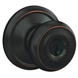 Schlage F51 GEO 716 Georgian Knob Keyed Entry Lock, Aged Bronze