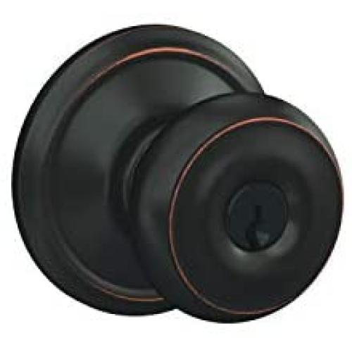 Schlage F51 GEO 716 Georgian Knob Keyed Entry Lock, Aged Bronze