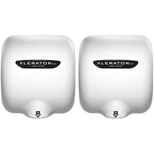 Excel Dryer XLERATOReco XL-W-ECO 1.1N High Speed Commercial Hand Dryer, White Cast Cover, Automatic Sensor, Surface Mount, Noise Reduction Nozzle, LEED Credits, No Heat 4.5 Amps 110/120V (2 Pack)