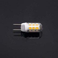New G8 LED Light Bulb, Dimmable G8 GY8.6 Bi-pin Base, 3W Warm White 120V 20W 35W Halogen Replacement Bulb for Under Counter Kitchen Lighting, Under-Cabinet Light, Puck Light （5-Pack） (Warm Color)