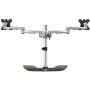 StarTech.com Dual Monitor Stand - Ergonomic Desktop Monitor Stand for up to 32'' VESA Displays - Free-Standing Articulating Universal Computer Monitor Mount - Adjustable Height - Silver (ARMDUALSS)