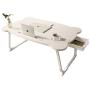 MJUNM Laptop Desk, Lap Desk Bed Table Tray for Eating Writing Foldable Desk with iPad Slots for Adults/Students/Kids, Adjustable Notebook Stand with Drawer, Card Slot and Cup Holder, White