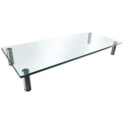 Monoprice Multimedia Riser Desktop Monitor Stand - Medium, 25.6 x 11.0 Inches, Clear Glass - Workstream Collection