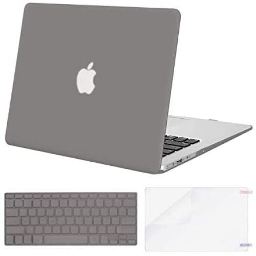 MOSISO Compatible with MacBook Air 13 inch Case (Models: A1369 & A1466, Older Version 2010-2017 Release), Protective Plastic Hard Shell Case & Keyboard Cover & Screen Protector, Gray