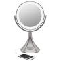 iHome All-in-One, 7X Magnify, 9'' 2-Sided LED Bluetooth Audio, Phone Charging Makeup Mirror, Bright LED Light Up Mirror, Natural Light, Double-Sided Vanity Mirror, Hands-Free Speakerphone