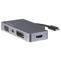 StarTech.com USB C Multiport Video Adapter with HDMI, VGA, Mini DisplayPort or DVI - USB Type C Monitor Adapter to HDMI 1.4 or mDP 1.2 (4K) - VGA or DVI (1080p) - Space Gray Aluminum (CDPVDHDMDPSG)