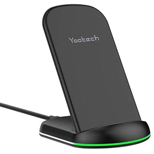 Yootech Wireless Charger,Qi-Certified 10W Max Wireless Charging Stand, Compatible with iPhone 12/12 Pro/SE 2020/11 Pro Max, Galaxy S21/S20/Note 10/Note 10 Plus/S10/S10 Plus(No AC Adapter)