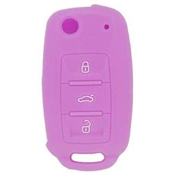 LemSa 2Pcs Rubber Silicone Flip Key Fob Case Cover Protector Holder for VW Volkswagen Jetta GTI Passat Golf Tiguan Touareg Beetle, Black/Purple