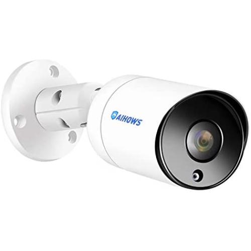 AIHOWS 5Mp PoE Bullet Security Camera System with 4Pcs IP Surveillance Camera,8CH H.265+ NVR Home Surveillance Video System Cover 2TB HDD for 24/7 Sound & Video Recording (1 pc 5mp Camera)
