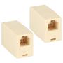 RJ11 6P4C Inline Coupler, Uvital Modular Female to Female Straight Telephone Extension Cable Cord Coupler Adapter Jack White(Cream, 2 Pack)