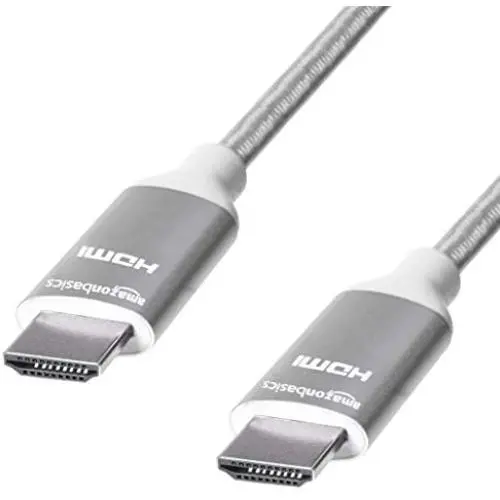 Amazon Basics 10.2 Gbps High-Speed 4K HDMI Cable with Braided Cord, 6-Foot, Silver