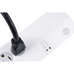 GE Pro 7-Outlet Surge Protector, 3ft. Power Cord, Twist-to-Lock Safety Covers, White, 34768