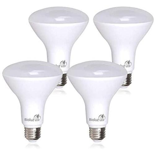 4 Pack BR30 Flood Light Bulbs Indoor Outdoor by Bioluz LED Instant ON DIMMABLE Soft White 3000K 65-95 Watt Replacement Using 11 Watts 92 CRI UL Listed 2016 JA8 High Efficacy Lighting