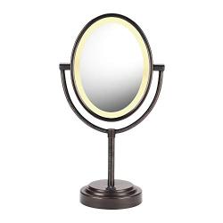 Conair Reflections Double-Sided Lighted Vanity Makeup Mirror, 1x/7x magnification, Oiled Bronze