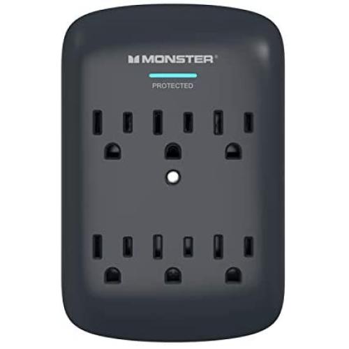 Monster Wall Tap Surge Protector - Power Surge Protector with Wall Mount - Heavy Duty Protection with up to 6 AC - Ideal for Computers, Home Theatre, Home Appliance and Office Equipment