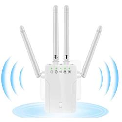 WiFi Extender Signal Booster Long Range Coverage, Wireless Internet Amplifier -WiFi Booster Ethernet Extender 4 External Advanced Antennas,Router Extender for Internet, Coverage Up to 1200 sq.ft