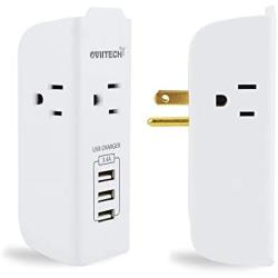 Multi Plug Outlet Extender with 3 USB Charging(3.4A), Surge Protector Wall Charger Adapter,Power Strip Wall Outlet,Outlet Splitter with rotating Plug, Home Essentials,ETL Listed(1 pack)