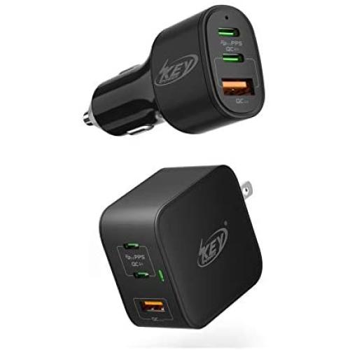 USB C Car Charger 60W & USB C Charger 65W for MacBook Pro, iPad Pro, iPhone 12, Nintendo Switch, Pixel, etc