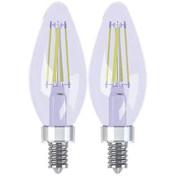 GE Reveal HD+ 60W Replacement LED Chandelier Light Bulbs, 2-Pack, Clear, Blunt Tip, Candelabra Base LED Light Bulbs, E12 Bulb, BC
