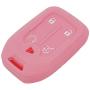 LemSa 2Pcs Rubber 5 Buttons Key Fob Cover Case Remote Keyless Protector Bag Holder Compatible with GMC Acadia Terrain Yukon Chevrolet Suburban Tahoe, Red Pink