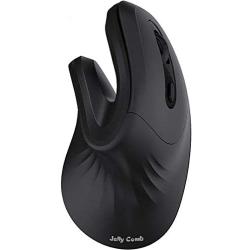 Bluetooth Ergonomic Mouse, Jelly Comb Advanced Vertical Wireless Bluetooth Mouse 2.4GHz Optical Vertical Mice, Easy Switch Between 2 Devices with Bluetooth and USB Connection MV045-Black