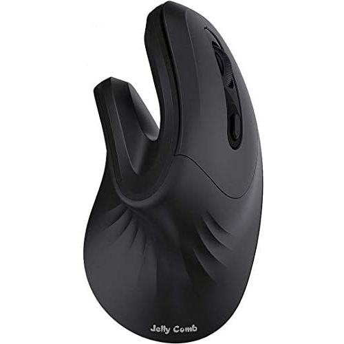 Bluetooth Ergonomic Mouse, Jelly Comb Advanced Vertical Wireless Bluetooth Mouse 2.4GHz Optical Vertical Mice, Easy Switch Between 2 Devices with Bluetooth and USB Connection MV045-Black