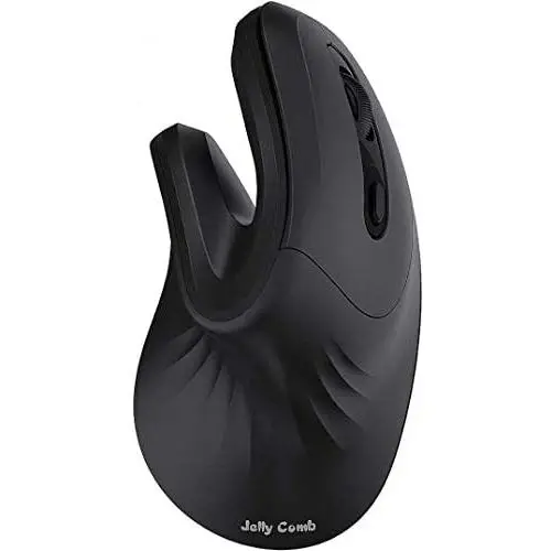 Bluetooth Ergonomic Mouse, Jelly Comb Advanced Vertical Wireless Bluetooth Mouse 2.4GHz Optical Vertical Mice, Easy Switch Between 2 Devices with Bluetooth and USB Connection MV045-Black