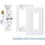 OMEENET 3.1A USB Outlet, Wall Charger with 2 USB Ports, Tamper-Resistant Duplex Receptacle, Wall Plate Included, White, Surge Protection