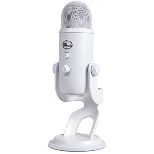 Blue Yeti USB Mic for Recording & Streaming on PC and Mac, 3 Condenser Capsules, 4 Pickup Patterns, Headphone Output and Volume Control, Mic Gain Control, Adjustable Stand, Plug & Play - Whiteout