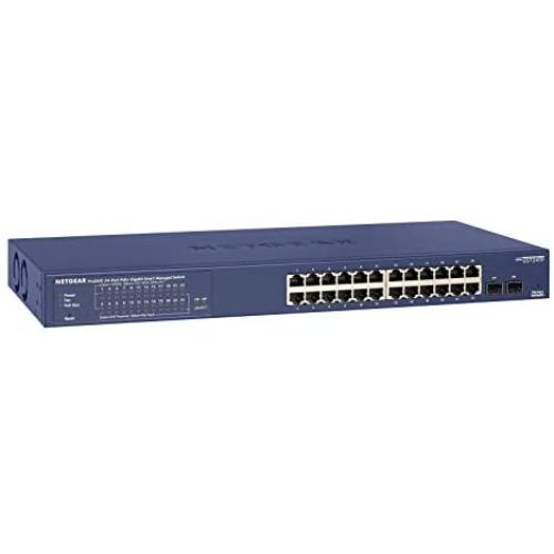 NETGEAR 24-Port PoE Gigabit Ethernet Smart Switch (GS724TP) - Managed with 24 x PoE+ @ 190W, 2 x 1G SFP, Desktop/Rackmount, and ProSAFE Limited Lifetime Protection