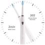 Rechargeable Electric Sonic Toothbrush for Adults with 5 Modes 2 Mins Timer and 4 Toothheads (White)
