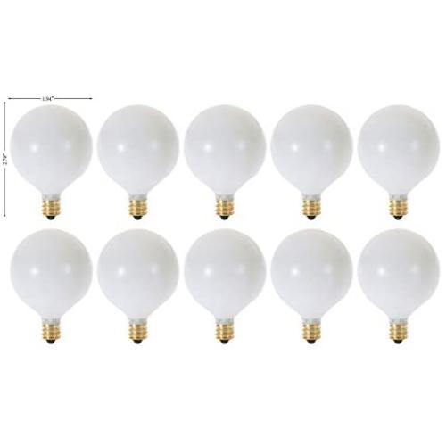 (Pack of 10) G16.5 Decorative (E12) Candelabra Base Globe Shape 120V G16 1/2 Light Bulbs (White, 15 Watt)