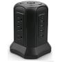 JustSwell Power Tower Surge Protector Power Strip Gaming Surge Protector, USB Desktop Charging Station with 10ft Extension Cord for PC Laptops iPhone Mobile Devices Home Office [Overload Protected]
