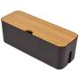 Changsuo Cable Management Box Small Black Cable Organizer Box for Extension Cord Power Stripe Surge Protector Wire Management Concealer Organizer Cover Hider for Desktop Home Office Kitchen (Black)