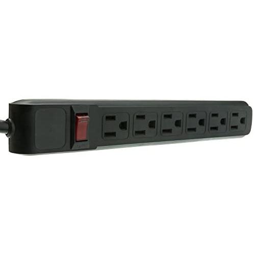4 feet Surge Protector, Flat Rotating Plug, 6 Outlet, Gray Horizontal Outlets, Plastic, 4ft Power Cord, Surge Protector Multi Plug, CableWholesale